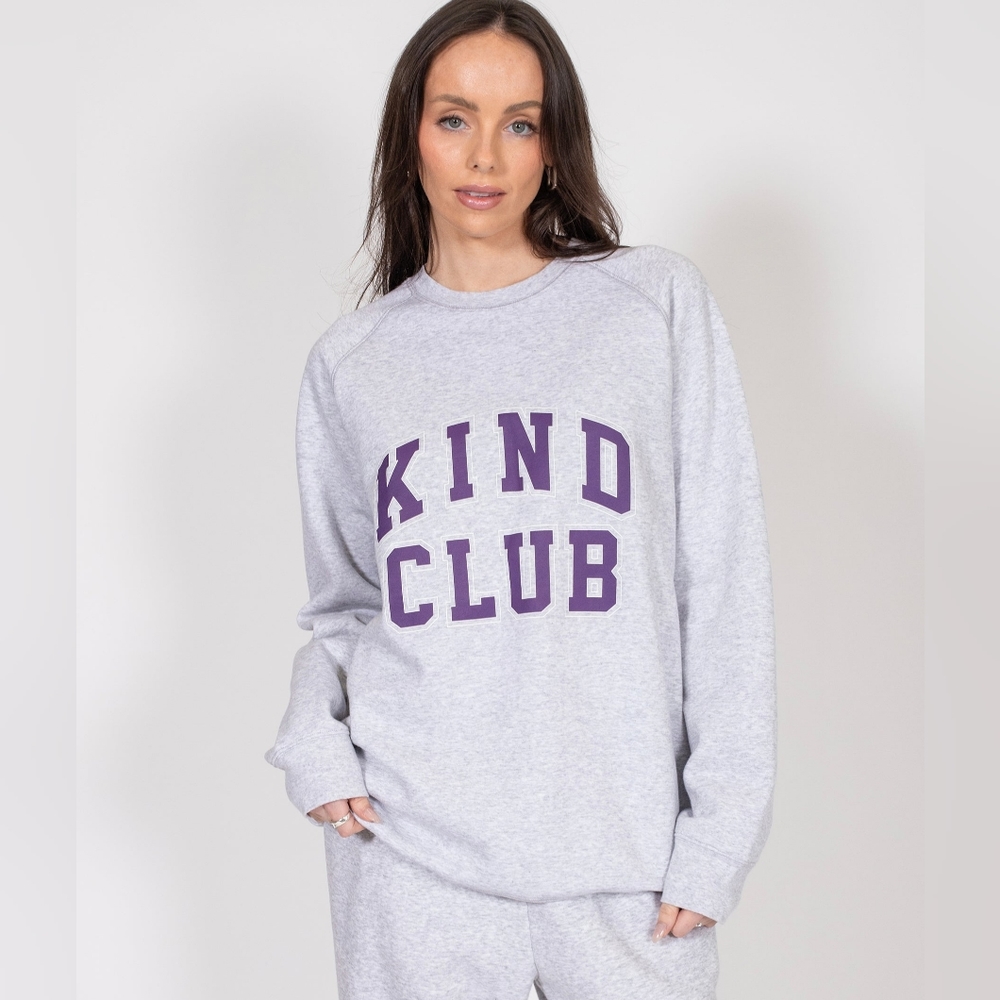 Brunette The Label The "KIND CLUB" Big Sister Crew Neck Sweatshirt | Pebble Grey